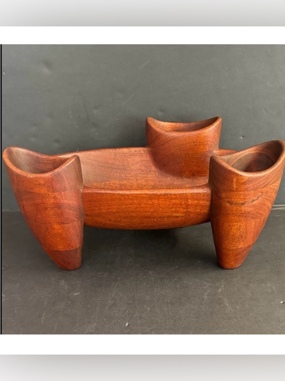 RARE Vintage 60s Sant Anooka Mahogany modern art sculptural bowl.Hand Carved.